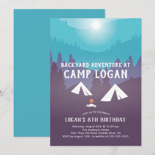 Invitation d'anniversaire de camping de jardin