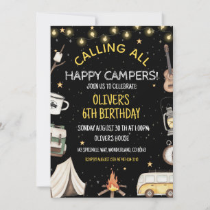 Invitation d'anniversaire de camping   Extérieur d