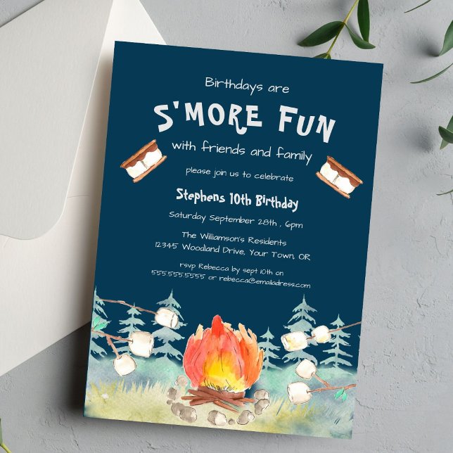 Invitation d'anniversaire de camping plus amusant (Créateur téléchargé)