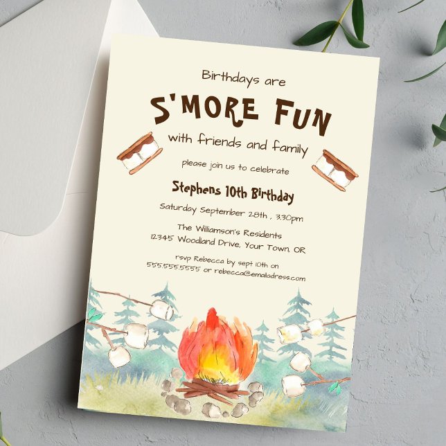 Invitation d'anniversaire de camping plus amusant (Créateur téléchargé)