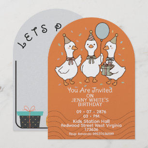 Invitation d'anniversaire de canards   Animal mign