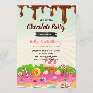 Invitation d'anniversaire de candyland de chocolat