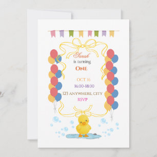 Invitation d'anniversaire de caneton mignon pour l