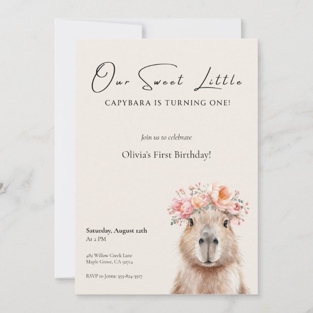 Invitation d'anniversaire de Capybara • Petit(e) (Devant)