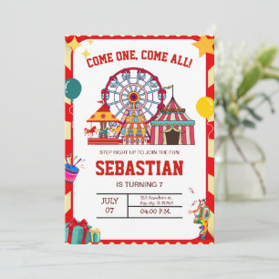 Invitation d'anniversaire de carnaval, Cirque d'an
