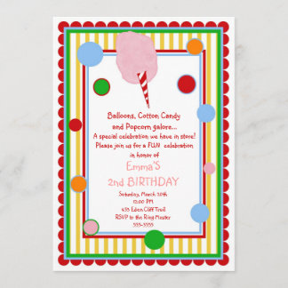 Invitation d'anniversaire de carnaval de cirque de