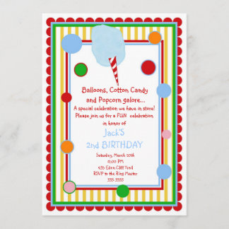 Invitation d'anniversaire de carnaval de cirque de