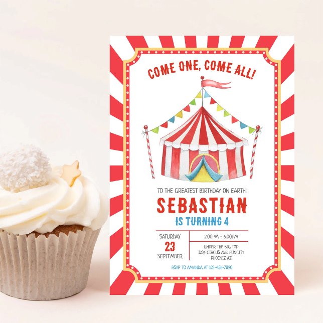 Invitation d'anniversaire de carnaval du cirque (Créateur téléchargé)