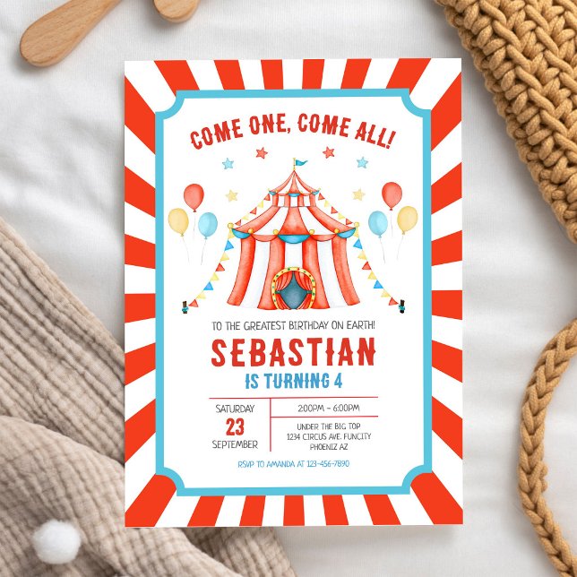 Invitation d'anniversaire de carnaval du cirque (Créateur téléchargé)