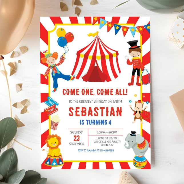Invitation d'anniversaire de carnaval du cirque (Créateur téléchargé)