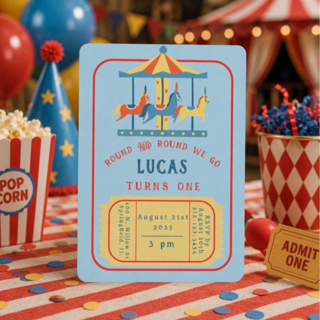 Invitation d'anniversaire de carrousel (Créateur téléchargé)