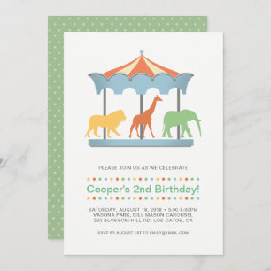 Invitation d'anniversaire de carrousel de safari