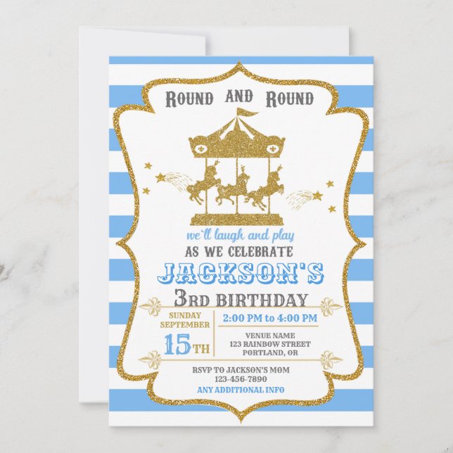 Invitation d'anniversaire de carrousel invitation  (Devant)