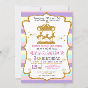 Invitation d'anniversaire de carrousel invitation