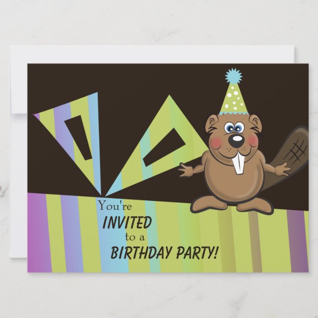 invitation d'anniversaire de castor (Devant)