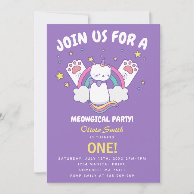 Invitation d'anniversaire de Caticorne (Devant)