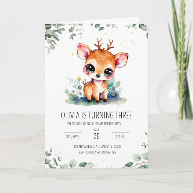 Invitation d'anniversaire de cerf, Anniversaire d' (Devant)