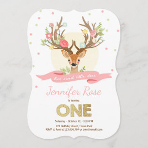Invitation d'anniversaire de cerfs Antlers Woodlan