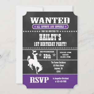Invitation d'anniversaire de Chalkboard pourpre