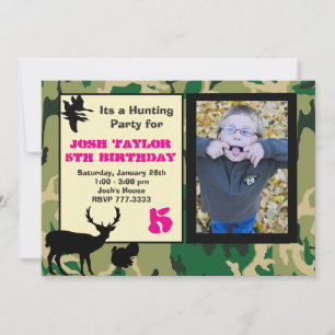 Invitation d'anniversaire de chasse avec camouflag