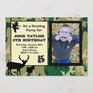 Invitation d'anniversaire de chasse de Camo de