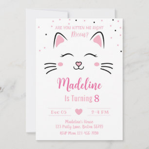 Invitation d'anniversaire de chat Kitten Invitatio