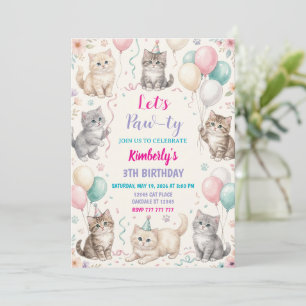 Invitation d'anniversaire de chat Kitten Party Paw