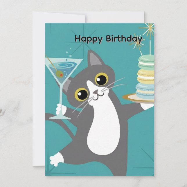 Invitation d'anniversaire de chat mignon (Devant)