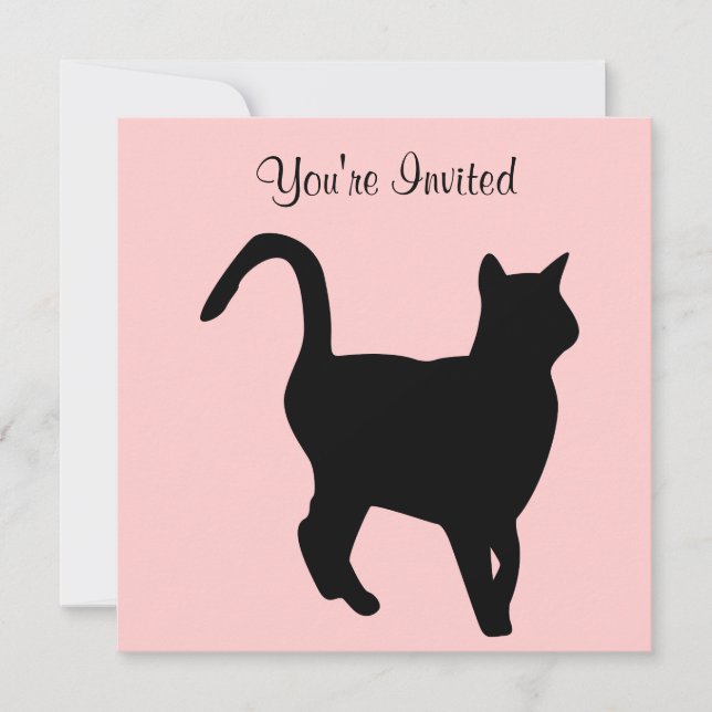 Invitation d'anniversaire de chat noir (Devant)