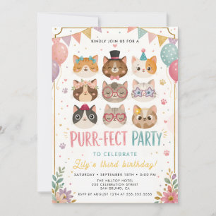 Invitation d'anniversaire de chat parfaite