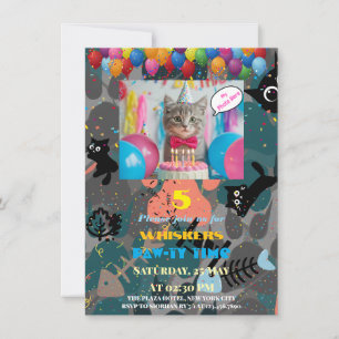 Invitation d'anniversaire de chat personnalisée à 