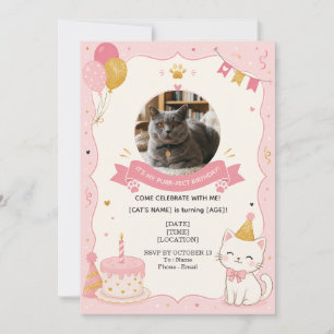 Invitation d'anniversaire de chat personnalisée av