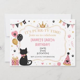 Invitation d'anniversaire de chat personnalisée, D