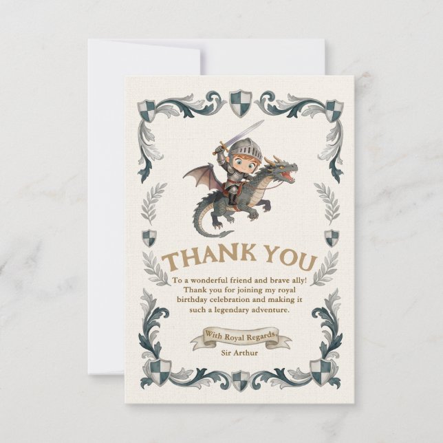 Invitation d'anniversaire de château de chevalier  (Devant)