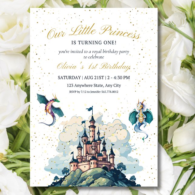 Invitation d'anniversaire de château de princesse  (Créateur téléchargé)