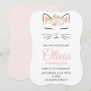 Invitation d'anniversaire de chaton avec visage de