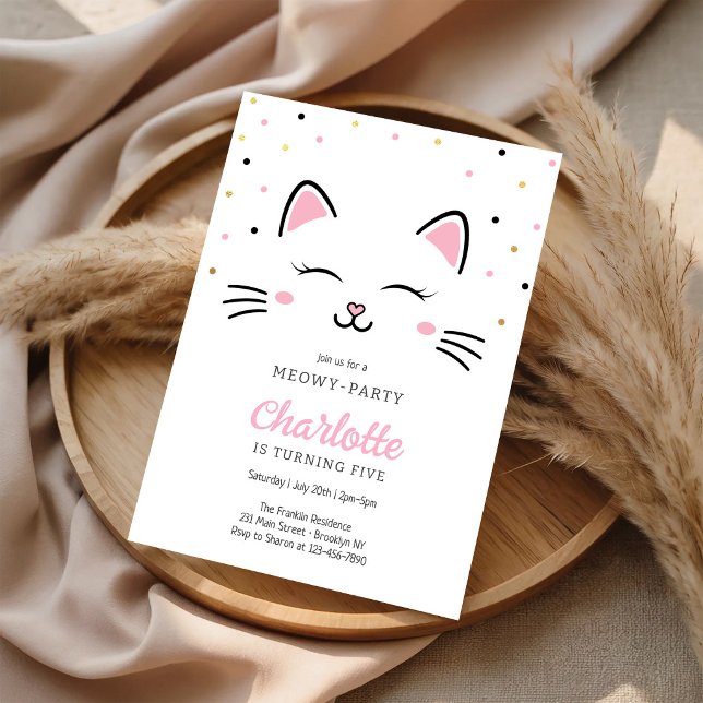 Invitation d'anniversaire de chaton Kitty Party (Créateur téléchargé)