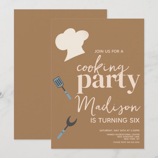 Invitation d'anniversaire de chefs cuisiniers (Devant / Derrière)
