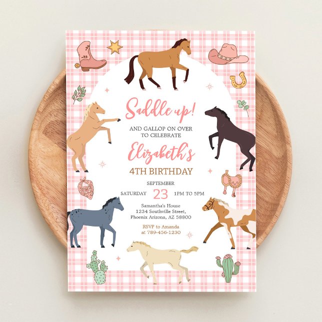 Invitation d'anniversaire de cheval de fête de Cow (Créateur téléchargé)