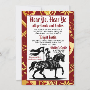 Invitation d'anniversaire de chevalier de la Renai