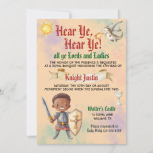 Invitation d'anniversaire de chevalier de la Renai