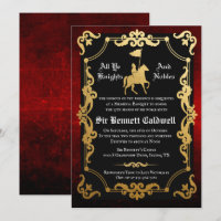 Invitation d'anniversaire de chevalier médiéval jo