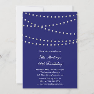 Invitation d'anniversaire de Chic Pearls (indigo)