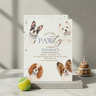 Invitation d'anniversaire de chien de fête de patt
