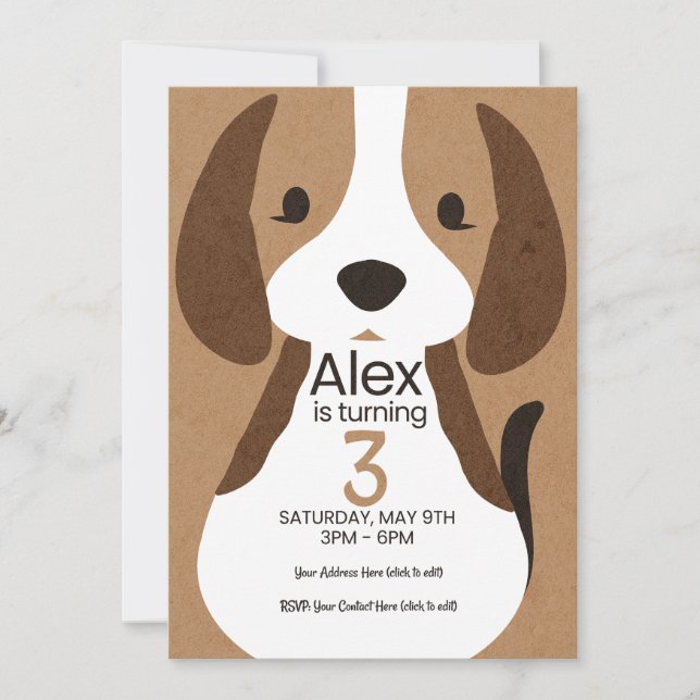 Invitation d'anniversaire de chien | Nom et âge mo (Devant)