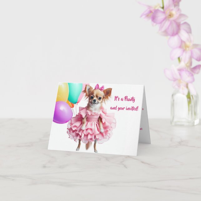 Invitation d'anniversaire de Chihuahua à volants r (Orchidée)