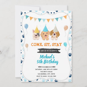 Invitation d'anniversaire de chiot chien mignon