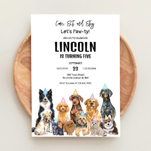Invitation d'anniversaire de chiot de chien