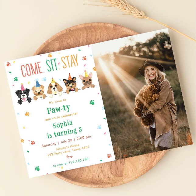 Invitation d'anniversaire de chiot Fête de chien P (Créateur téléchargé)