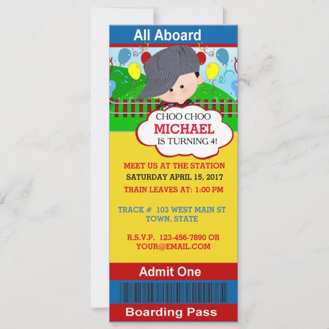 Invitation d'anniversaire de Choo Choo (Devant)